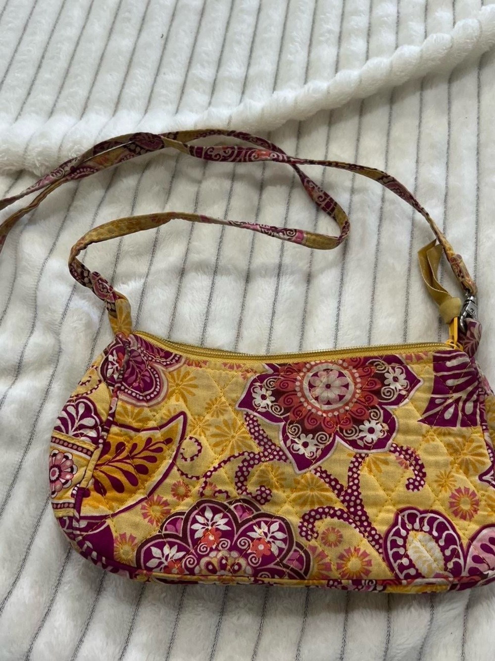 Vera Bradley yellow and pink shoulder bag